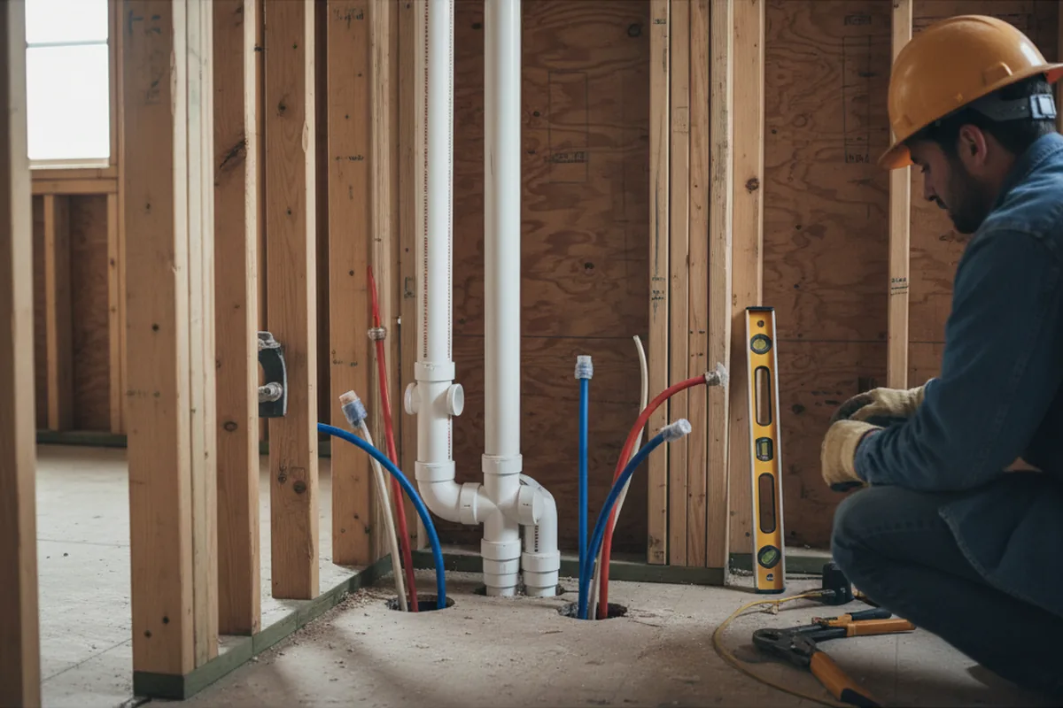 Drain and supply rough-in during Toilet Repair and Installation in Leonard